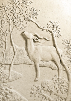 This beautiful sculpture in relief by Sarah Rintoul shows a Kudu tree grazing in Kruger National park